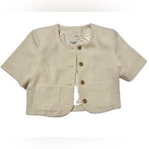 ABERCROMBIE & FITCH | Cropped Cream Tweed Blazer